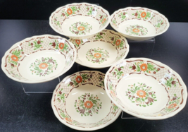 6 Johnson Brothers Fleur L&#39;Orange Fruit Dessert Sauce Bowls Set Vintage England - £38.46 GBP