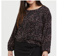 Torrid 0 Large Tunic Blouse Shirt Black Floral Challis Twist Front Crop Top - £29.82 GBP