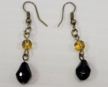 *B9) Woman Black Teardrop Glass Drop Bead Earrings - $5.93