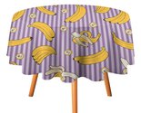 Stripes Banana Tablecloth Round Kitchen Dining for Table Cover Decor Home - $15.99+