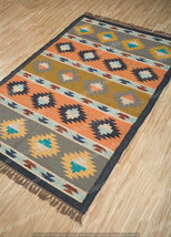 Handmade Wool Jute Handwoven Rectangle Designer Colorful Boho Area Rugs Runner - £52.57 GBP+
