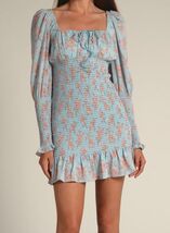 CISTAR Women&#39;s Size Medium Long Sleeve Floral Smocked Waist Mini Dress New - €21,93 EUR