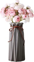 For Fresh Artificial Flowers, Vanenjoy 9 Inch Geometric Grey Ceramic Vases - £28.73 GBP