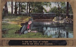 Man Sitting by Water Postcard Song Series It Was The Hour Of Twilight 1909 - £2.39 GBP