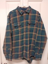 Orvis Heavy Flannel Plaid Shirt Jacket Men&#39;s Large Pockets Blue Sweater ... - £22.41 GBP