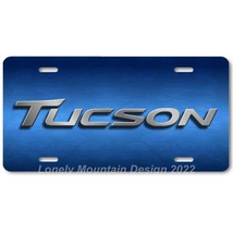 Hyundai Tucson Text Inspired Art on Blue FLAT Aluminum Novelty License Tag Plate - £14.15 GBP
