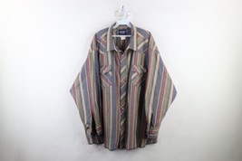 Vintage 90s Wrangler Mens 4XB Faded Rainbow Striped Color Block Button Shirt - $54.40