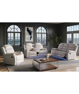 Minster White Air Leather Reclining Sofa Set with LED Lights - $1,949.00