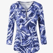 Chico&#39;s Abstract Clouds Zip Up Lightweight Ponte Top, Size M - £16.85 GBP