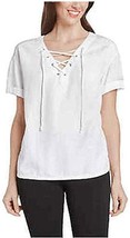 Matty M LACE-UP Blouse Cute Sailor-Top Work Blouse, Casual Attire (White... - $10.99