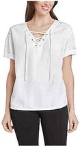 Matty M LACE-UP Blouse Cute Sailor-Top Work Blouse, Casual Attire (White, Large) - £8.78 GBP