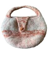 Boho Round Knit Felted Wool Purse Handbag Peach White Rust 10x14 In Sust... - €21,30 EUR