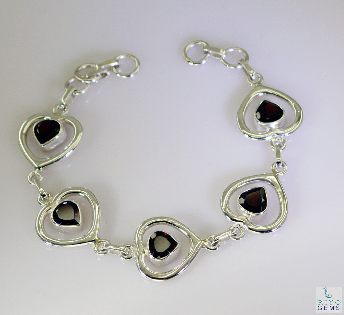 Bracelet rouge en argent sterling massif 925 avec grenat, bijoux naturel... - $40.01