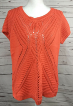 Fylo Womens XL Orange Short Sleeve Open Knit Sweater - $14.50