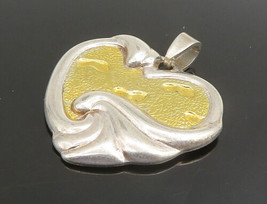 GORHAM 925 Silver - Vintage 2 Tone Heart Footprint Faith Quote Pendant - PT19071 - £42.75 GBP