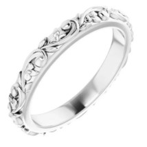 Authenticity Guarantee 
18K White Gold 2.5 mm Floral Inspired Wedding Band - £542.76 GBP+