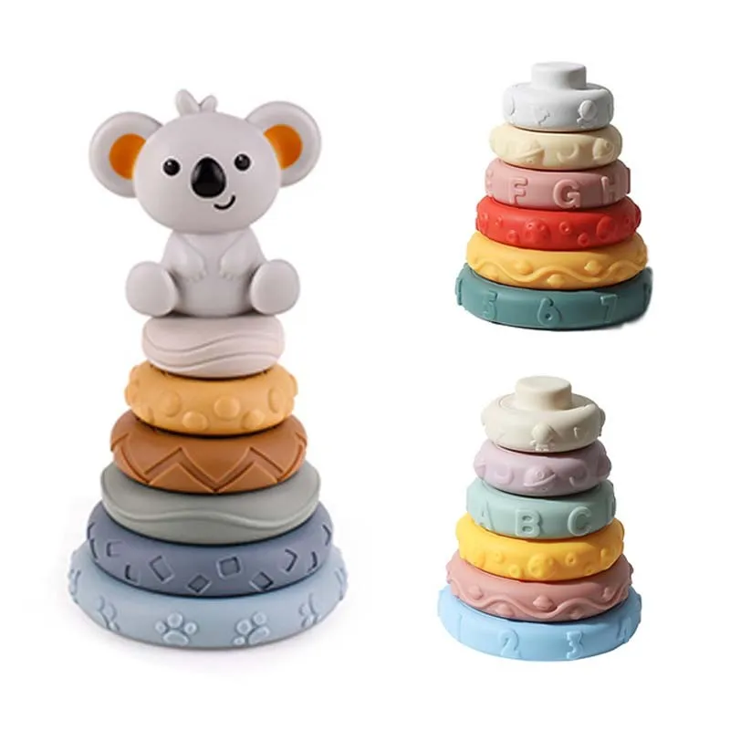 Silicone Soft Building Block Baby Toy Silicone Stacking Toys Rubber Teether - £15.99 GBP+