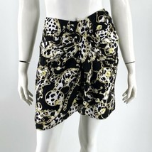Topshop Skirt Size 10 Black Gold Key Lock Chainlink Print Ruched Womens NEW - £15.59 GBP