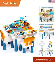 7 in 1 Kids Activity Table and Chair Set with 152Pcs Large Marble Run Bu... - $174.22