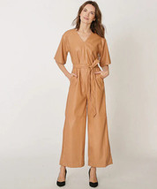 Beige Real Soft Lambskin Leather Jumpsuit Belted Handmade Stylish Party ... - £125.17 GBP+
