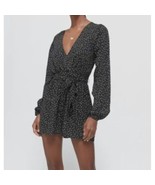 Urban Outfitters Black Mona Surplice Long Sleeve Romper M Womens Key Hol... - £23.62 GBP