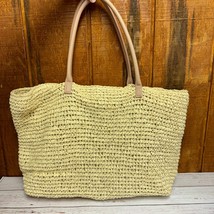 AQUA Extra-Large Woven Carryall Shoulder Tote - Beige - $70.00