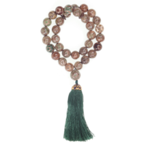Tasbih gZi 12mm Bead Stone - 33 Prayer Beads with Dark Royal Green Ivory Tassel - £21.57 GBP