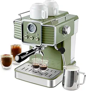 15 Bar Espresso Coffee Machine With Milk Frother Steam Wand, 1350W Profe... - $370.99