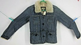 NWT Abercrombie &amp; Fitch M Sherpa Collar Quilt Lined Denim Jacket Medium ... - £39.00 GBP