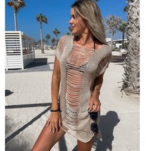 2023 Crochet Cover Up Beach  See Through  Out  Dress Women Summer Clothes  Beach - £94.99 GBP