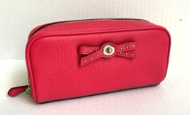 Coach Cosmetic Bag Travel Turnlock Tie Amaranth Pink Leather 65539  M5 - $71.27