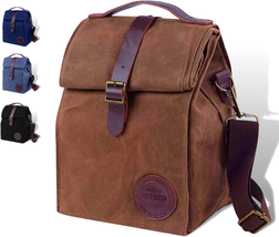 Insulated Lunch Bag 10L Sturdy Waxed Canvas Lunch Box for Men and Women,... - £40.92 GBP