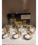 Set of 6 Promsiz Gold Greek Key Pattern Design Joseph Sedgh 80z Tea Mugs - $34.65