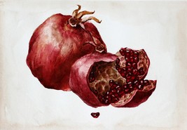 Pomegranate Watercolor Painting Original Wedding Gift Food Watercolour Fruit Art - £79.83 GBP