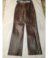 Women’s Fully Lined Brown Genuine Leather Pants Size 4 waist &amp; 42&quot; long - $82.65 CAD