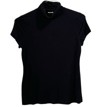 Cato Women&#39;s Cowl High Mock Neck Black Tee Shirt Large - $9.75