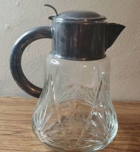 Vintage Cut Glass Pitcher/Jug w/Ice Holder Silverplate Top from W. Germany - £23.94 GBP