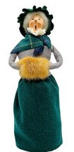 Byers Choice Caroler Victorian Woman Green Skirt Cap Fur Muff 1984 Bumpy... - £44.12 GBP