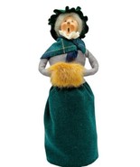 Byers Choice Caroler Victorian Woman Green Skirt Cap Fur Muff 1984 Bumpy... - £44.94 GBP
