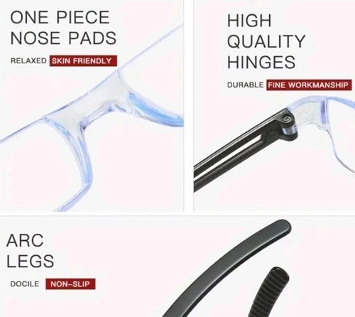 Lightweight ~ Translucent ~ Plastic ~ Reading Glasses ~ +2.00 ~ RED Temples Item image 6
