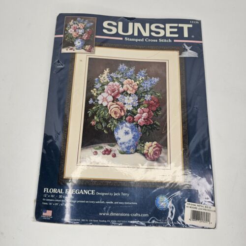 Sunset Dimensions Needlepoint Kit-Floral Elegance 12x16 Flowers In Vase #13136 - $24.20