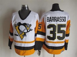 Penguins #35 Tom Barrasso Jersey Old Style Uniform White - £39.26 GBP