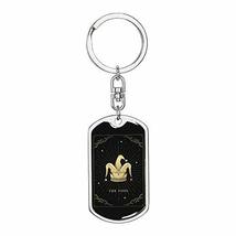 Tarot Card The Clown Hat Swivel Keychain Dog Tag Stainless Steel or 18k Gold - £47.38 GBP