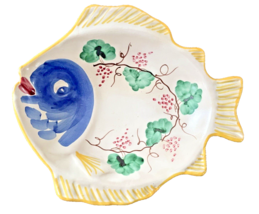 Plate Solimene Vietri Italy Fish Shaped Italian Pottery 10&quot; Long Marked - $23.24