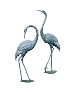 Cast Aluminum Crane Pair Statues Verdigris Finish - £2,249.40 GBP