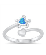 Sea turtle blue opal heart  toe ring - $14.84