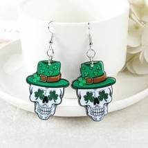 Irish Skull Earrings Goth Skeleton St. Patrick&#39;s Day - $9.50