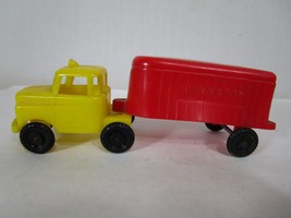 Vintage WANNATOY Plastic Truck with Trailer 1970&#39;s 1960&#39;s Yellow Red - £5.48 GBP