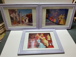 3 Disney Store Lithographs Cinderella Framed 11” X 14” Prince Charming G... - £54.81 GBP