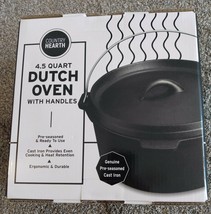 Country Hearth Cast Iron Dutch Oven 4.5Qt With Handles &amp; Lid Pre Seasoned Nib - £28.41 GBP